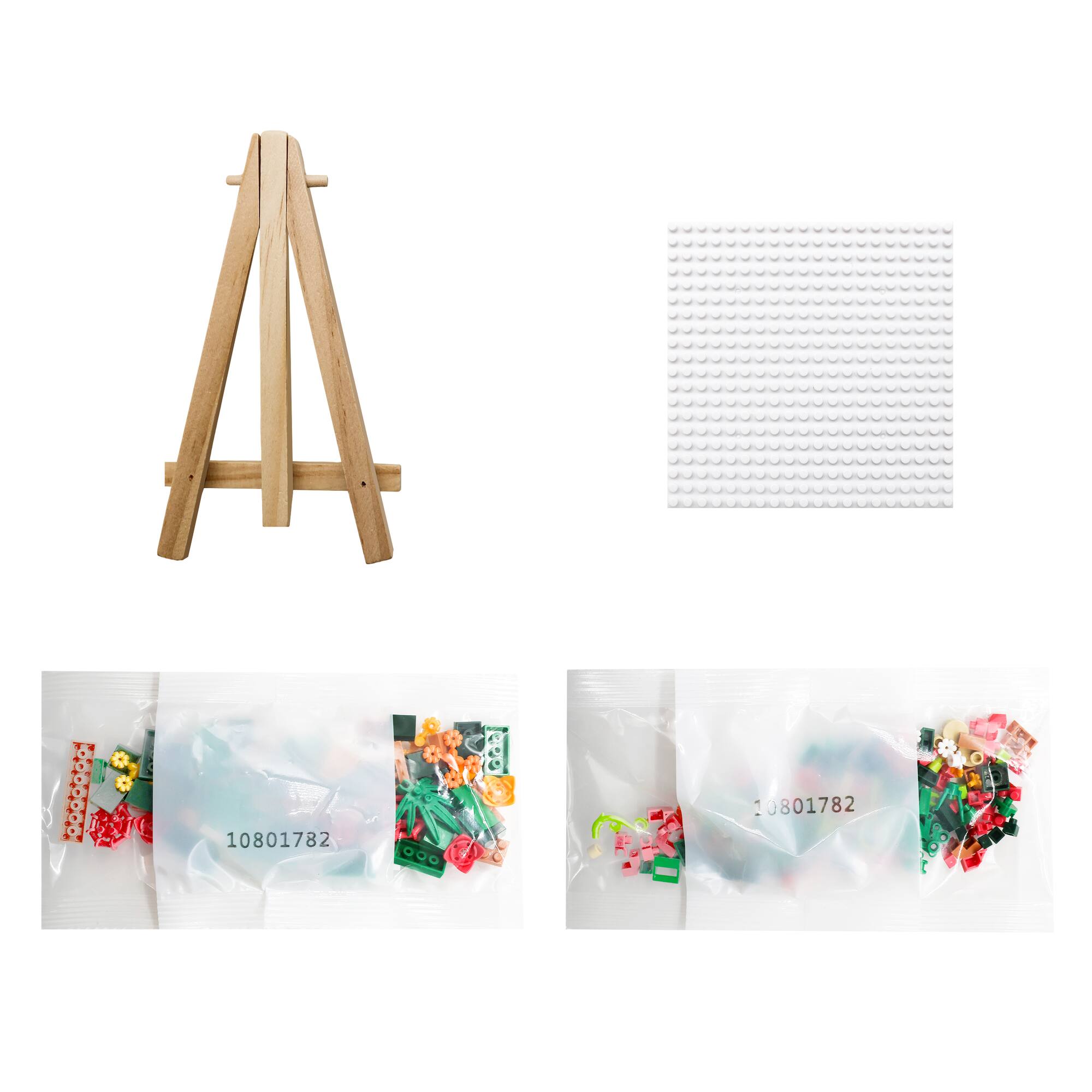Green Floral Brick Art Kit with Wooden Easel by Make Market®